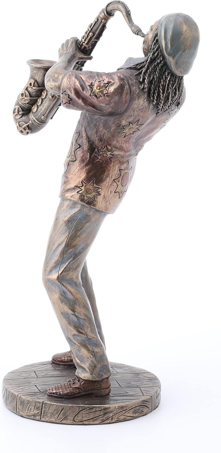 Veronese Design 7 7/8" Street Jazz Musician Saxophonist Resin Figurine Bronze Finish