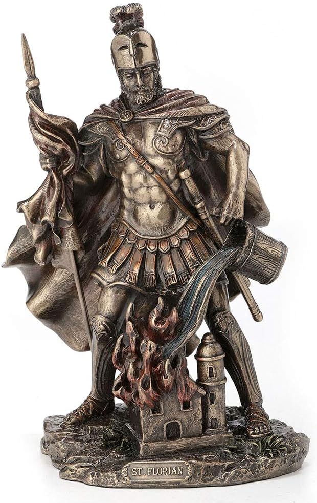 Veronese Design 9 Inch Saint Florian Patron Saint of Firefighters Antique Bronze Finish Christian Holy Roman Greek Statue