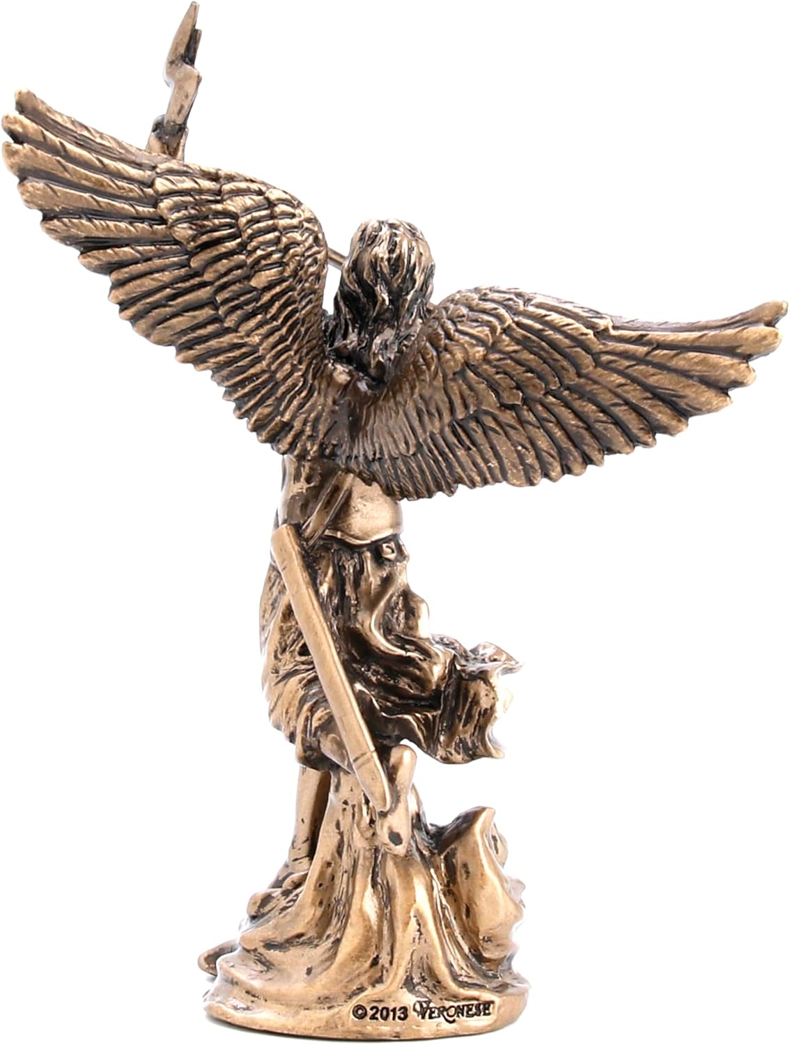3.87" Poly Stone Archangel - Remiel with Sword And Lightning Figurine