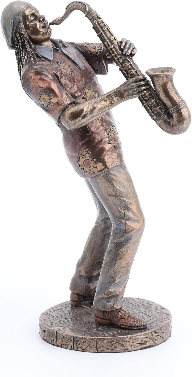 Veronese Design 7 7/8" Street Jazz Musician Saxophonist Resin Figurine Bronze Finish