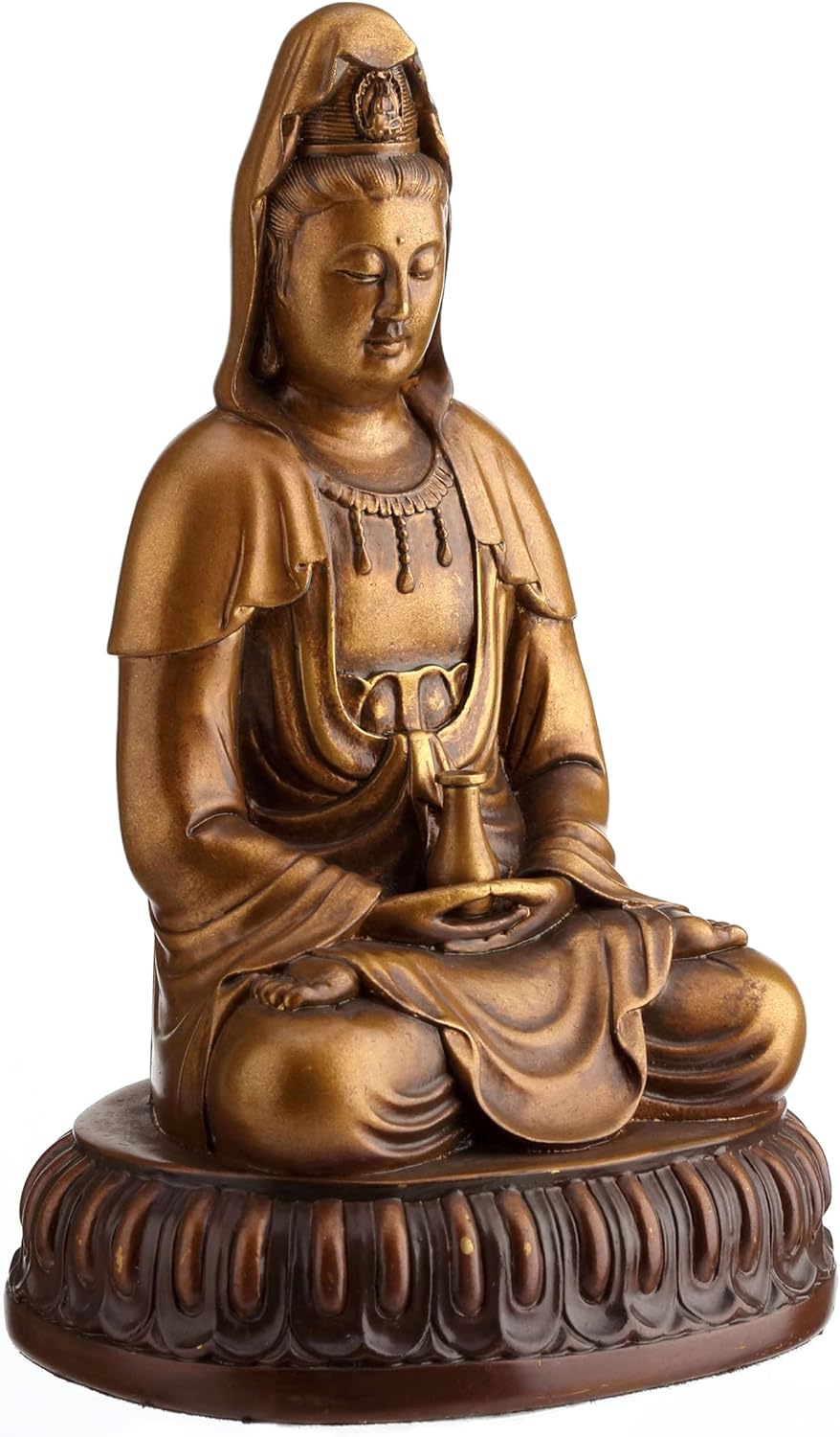 Veronese Design 5 1/2 Inch Tall Guanyin Lotus Meditation Peaceful Statue Resin Handpainted Finish