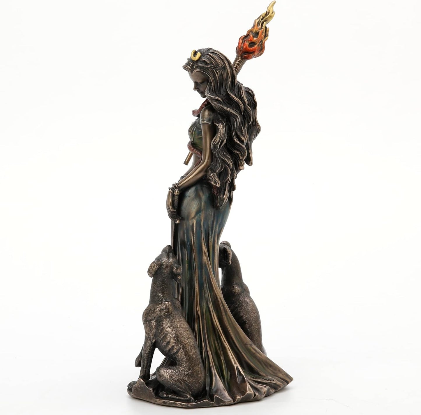 Veronese Design Hecate Greek Goddess of Magic with Her Hounds Cold Cast Bronzed Resin Sculpture Fantasy Figurine Home Decor, Bronze, Length 4 1/2 * Width 3 1/2 * Height 9 1/4 (Inch) (WU77853A4)