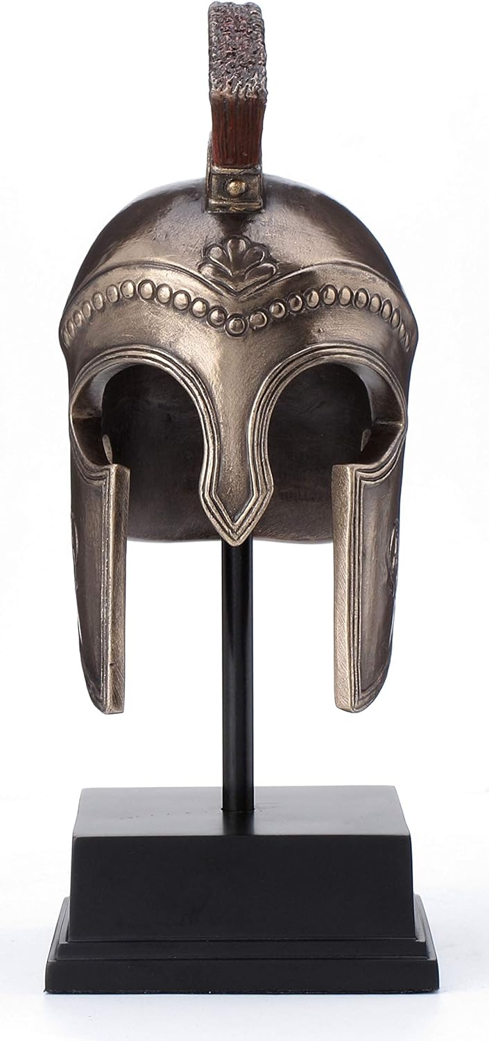 Veronese Design 8 1/4 Inch Spartan Hoplite Helmet Display Cold Cast Resin Bronze Finish Sculpture Tabletop Decoration