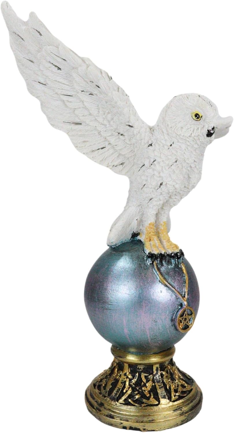 Anne Stokes Awaken Your Magic Snowy Owl with Pentagram Pendant