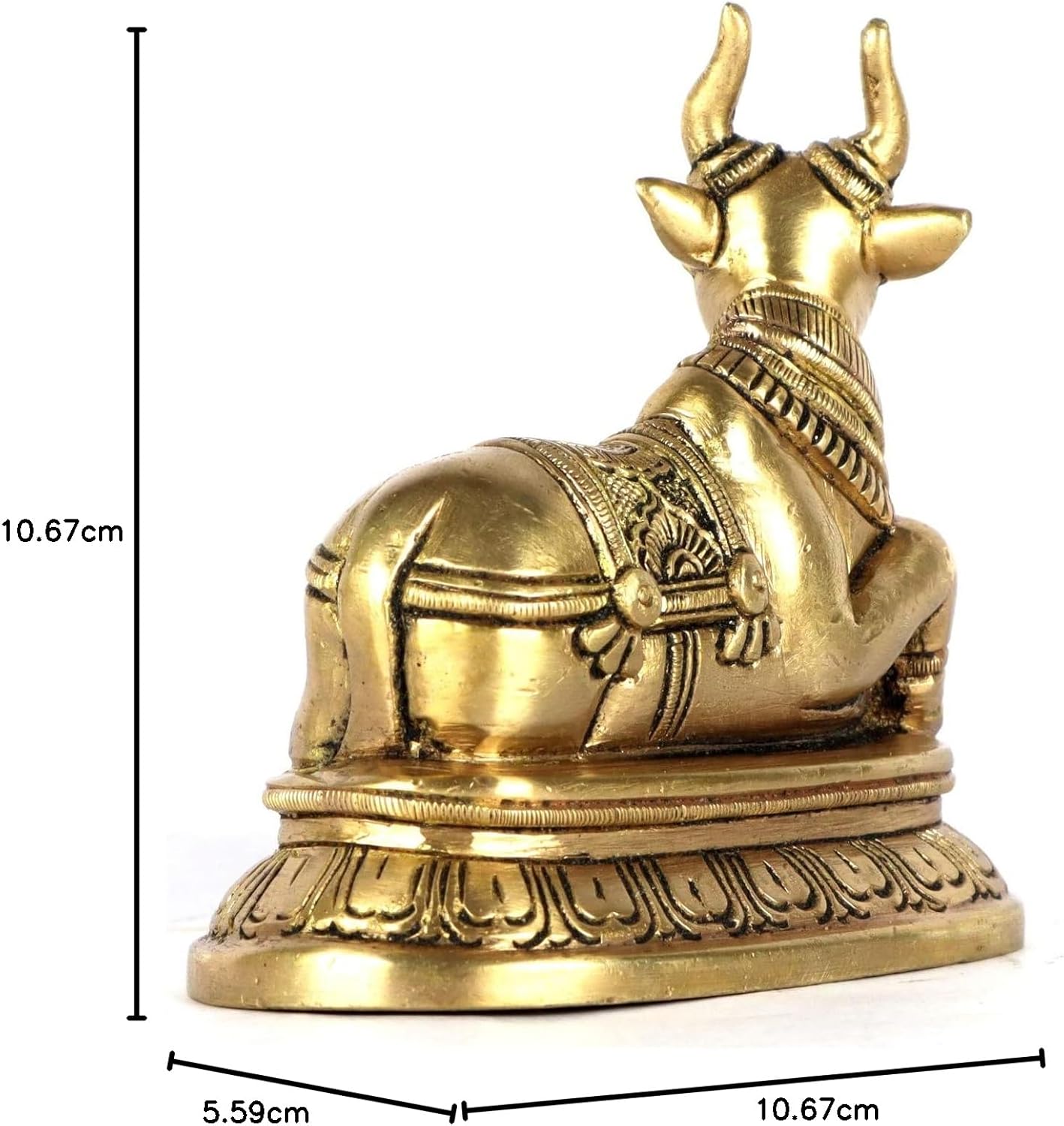 ASHIRWAD Nandi Brass Idol Statue Sculpture Murti God of Yoga Shiva Vahan Bull (Nandi-02)