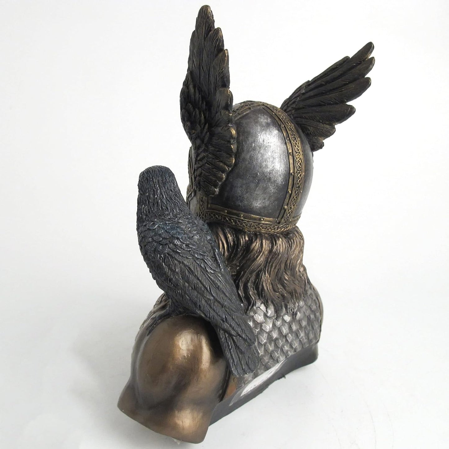 Veronese Design Norse God Odin and His Raven Hand Painted Resin Sculpture Statue
