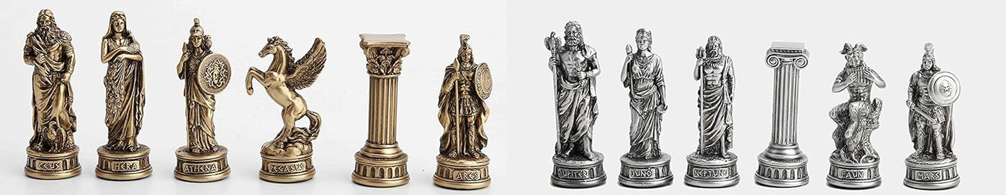 Veronese Design Greek and Roman God 32 Pieces Chess Set Resin Statue Hand Painted Figurine