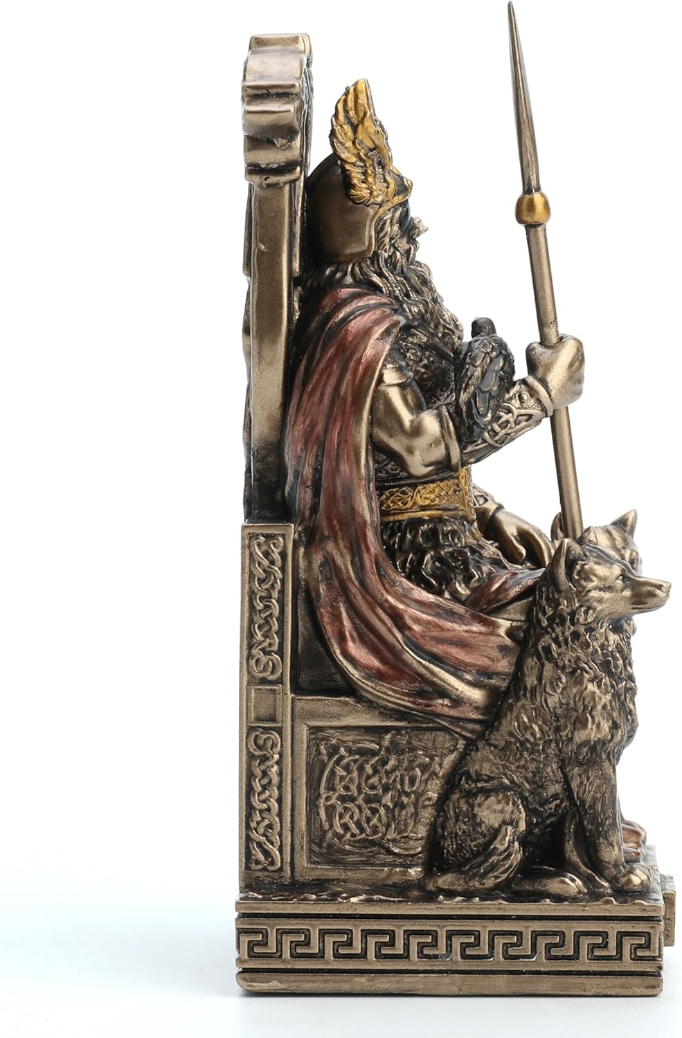 Veronese Design 3 1/2 Inches Norse God All Father Odin Sitting on Throne Miniature Resin Figurine Handpainted Bronze Finish, WU78058AP