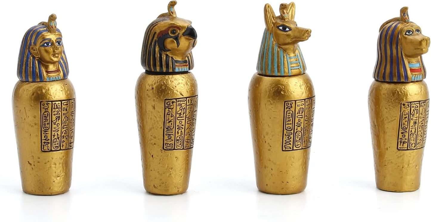 Veronese Design 3 1/2" Egyptian Canopic Jars Miniatures (Set of Four) Resin Figurine