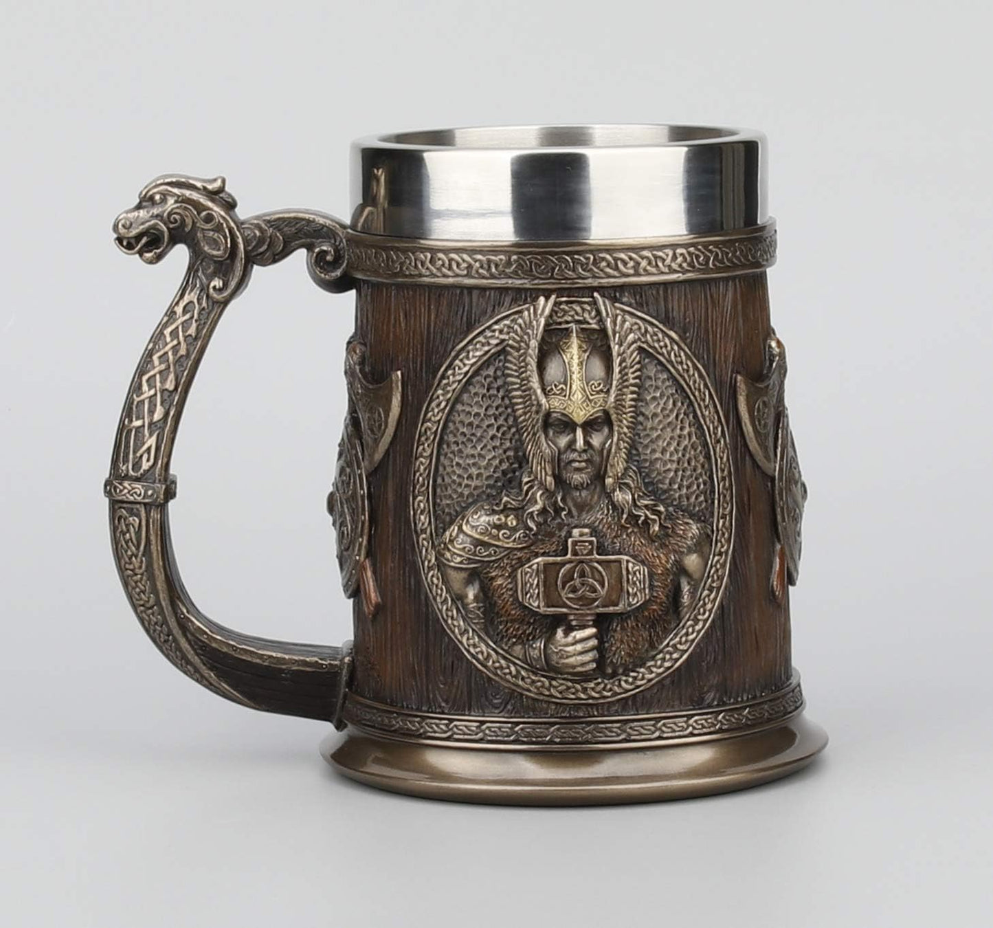 Veronese Design 5 7/8 Inch Viking Norse Gods Thor Odin Long Boat Beer Stein Cold Cast Resin Bronze Finish Statue Home Decor