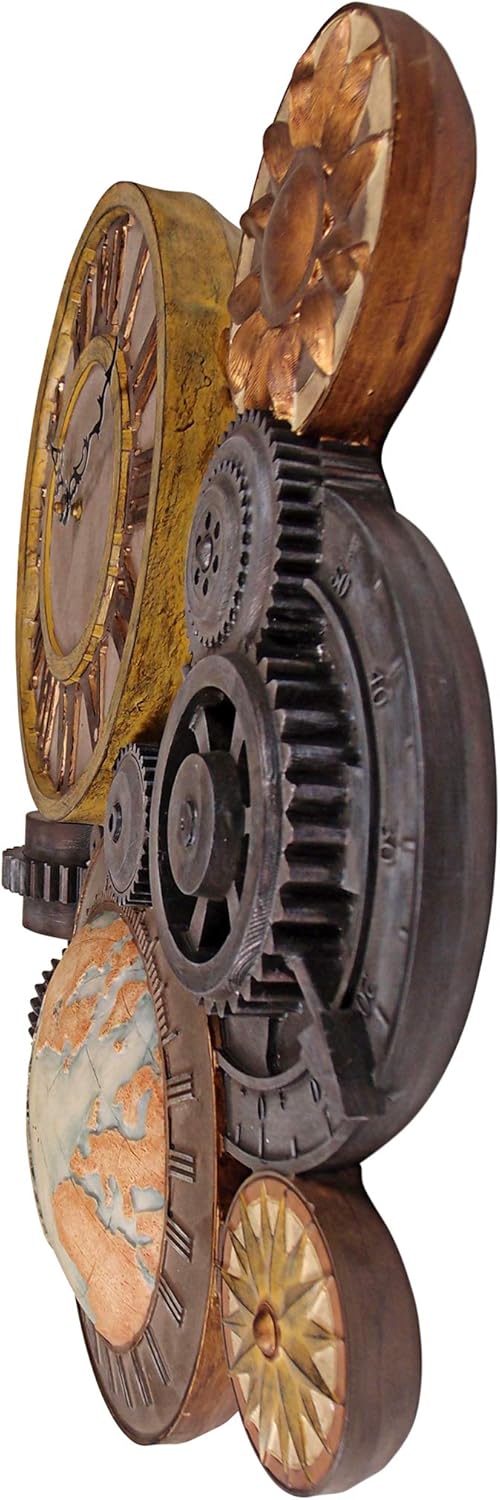 Design Toscano Gears of Time Steampunk Wall Clock Sculpture, Large 63.5 cm, Polyresin, Full Color
