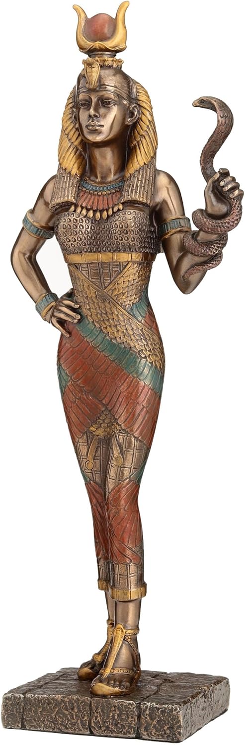 Veronese Design Zeckos Egyptian Goddess Hathor Holding a Cobra Statue