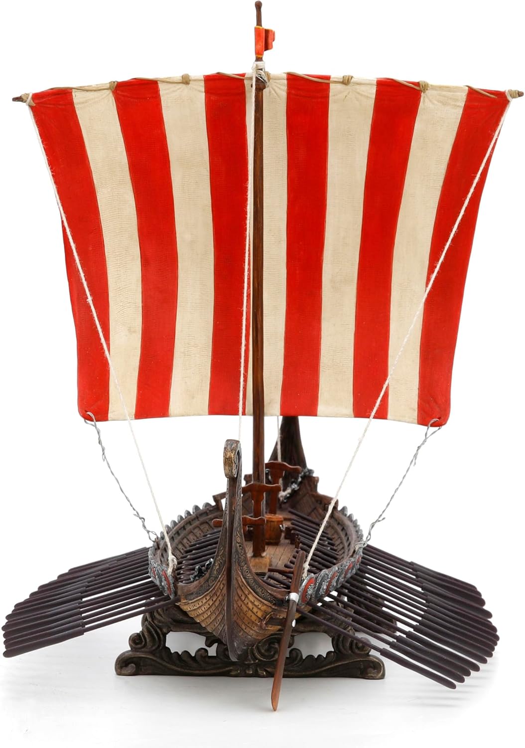 Veronese Design 13 Inch Viking Longship with Red and White Sail Home Decor Statue