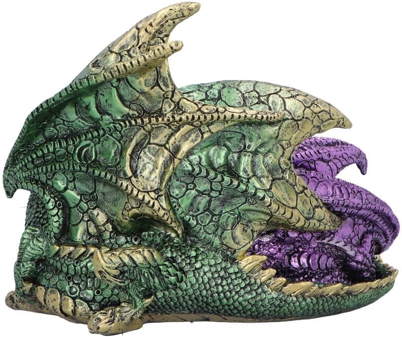 Hand Painted Obsidian Dragon Bust Statue with LED Lights