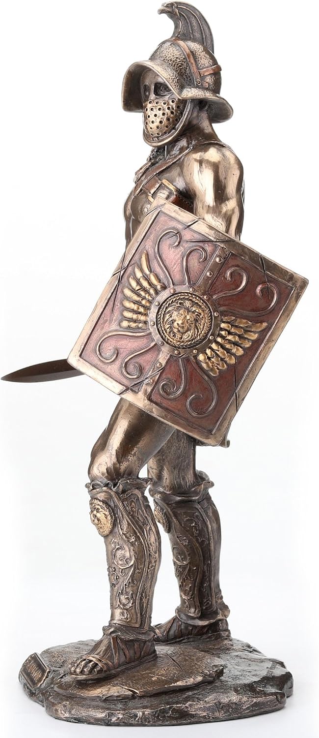 Veronese Design 10 1/4" Tall Spartacus Roman Gladiator Wielding Sword and Shield Statue Cold Cast Resin Antique Bronze Finish Sculpture