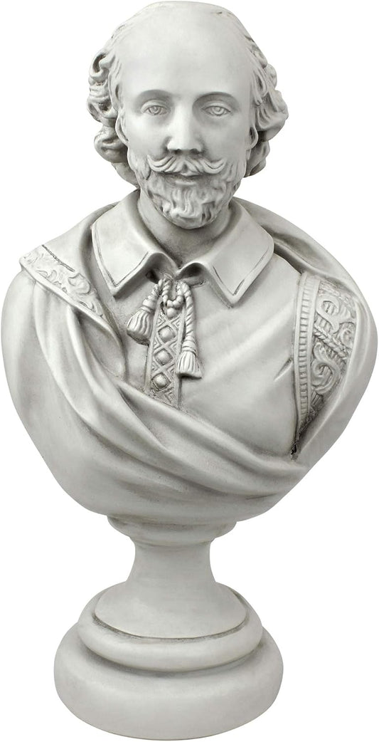 William Shakespeare Bust Statue, Desktop, Polyresin, Antique Stone, 30.5 cm