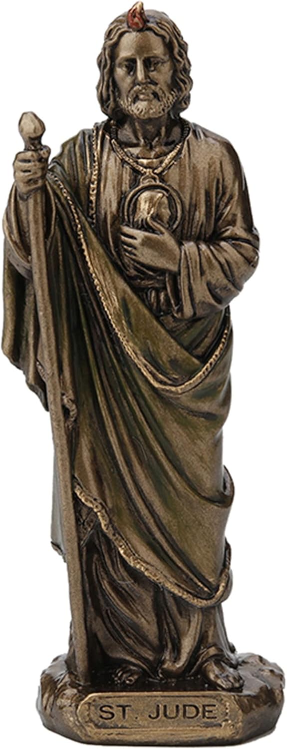 Veronese Design 3 3/8" Saint Jude The Apostle Resin Miniature Statue Hand Painted Bronze Finish