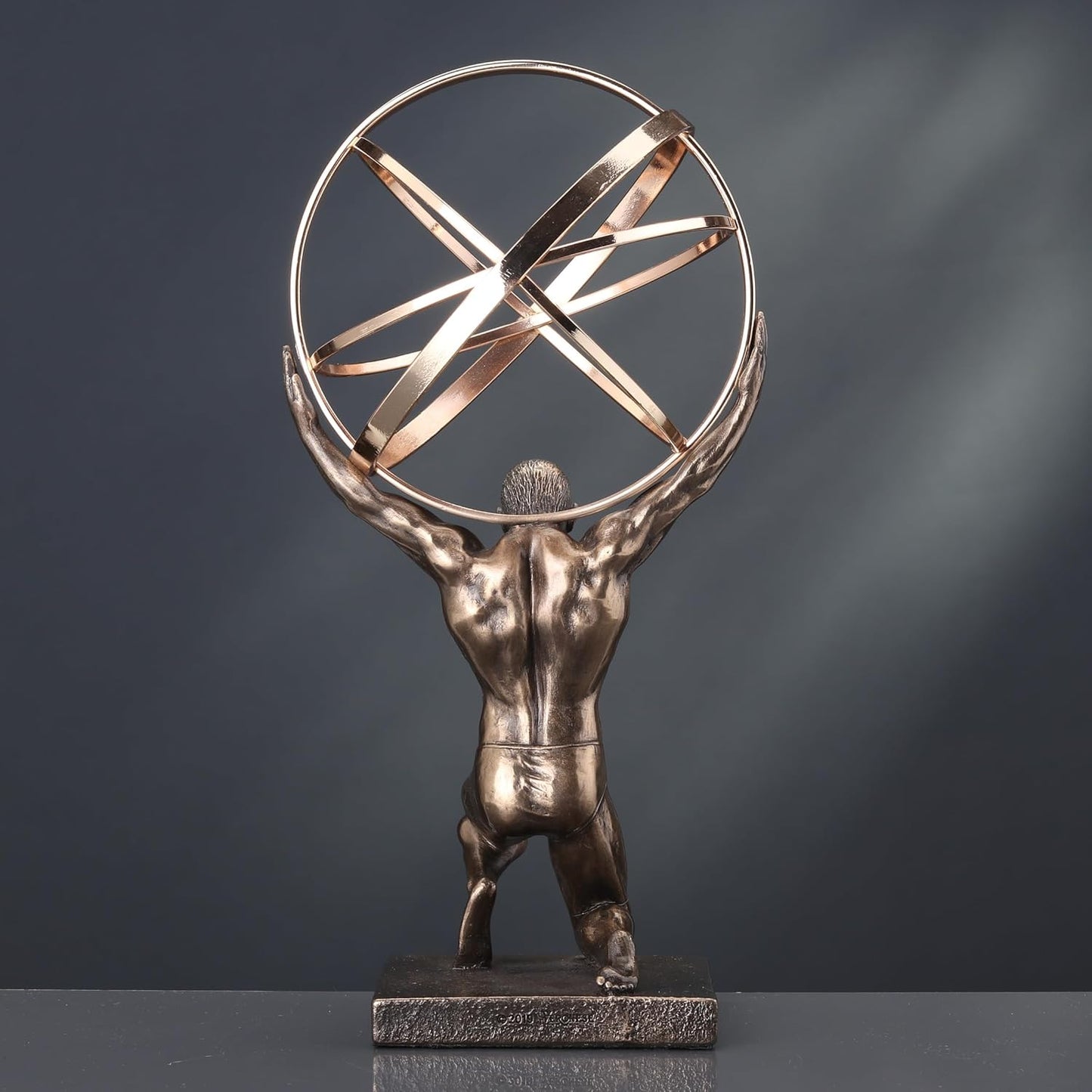 Bronze and Gold Finish Atlas Carrying Celestial Sphere Statue
