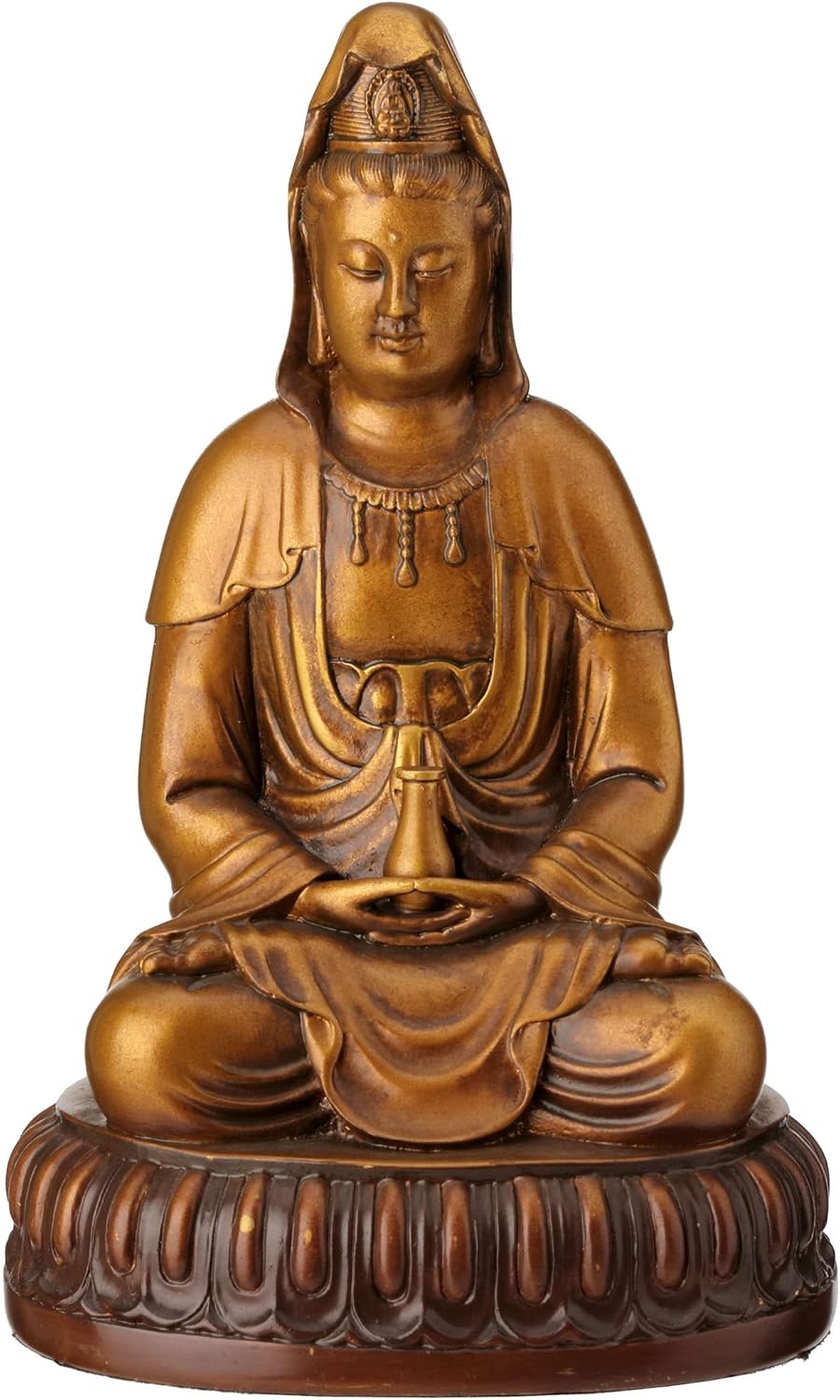 Veronese Design 5 1/2 Inch Tall Guanyin Lotus Meditation Peaceful Statue Resin Handpainted Finish
