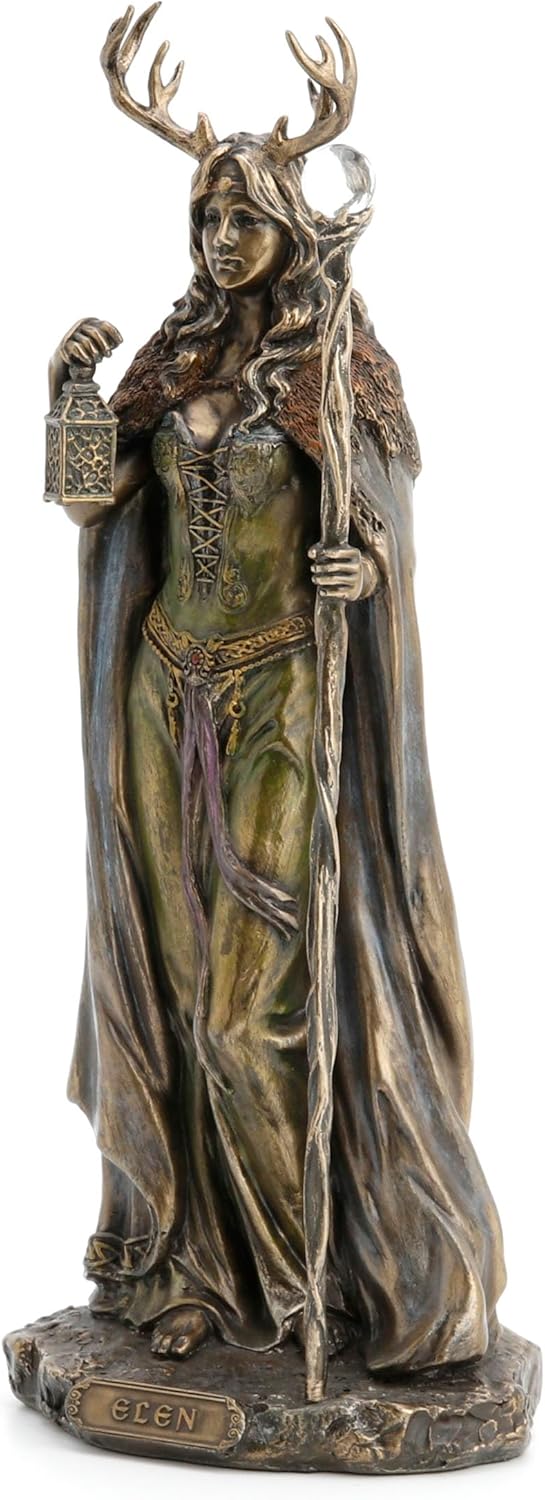Veronese Design 10 7/8 Inch Elen of The Ways Guardian of The Forrest Pagan Goddess Cold Cast Resin Bronze Finish Sculpture