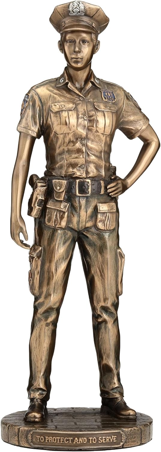 Veronese Design 11 3/8 Inch Police Woman Protect and Serve Police Officer Tribute Statue Cold Cast Resin Bronze Finish