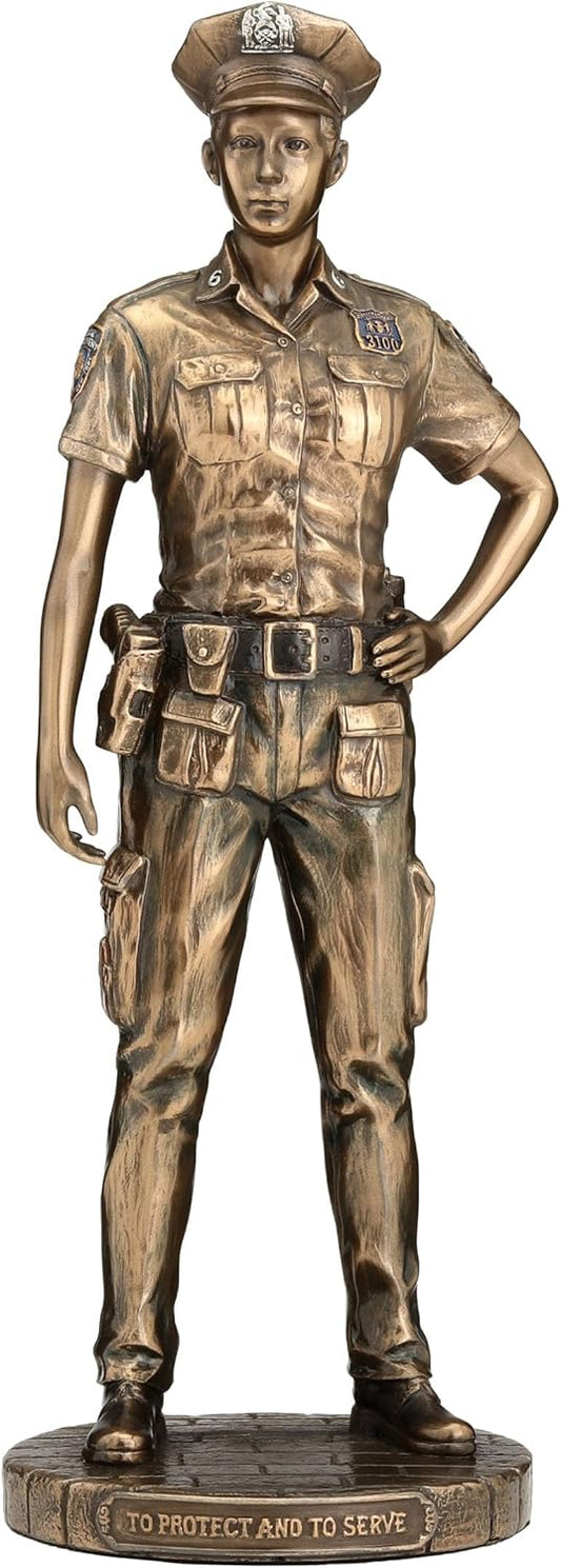 Veronese Design 11 3/8 Inch Police Woman Protect and Serve Police Officer Tribute Statue Cold Cast Resin Bronze Finish