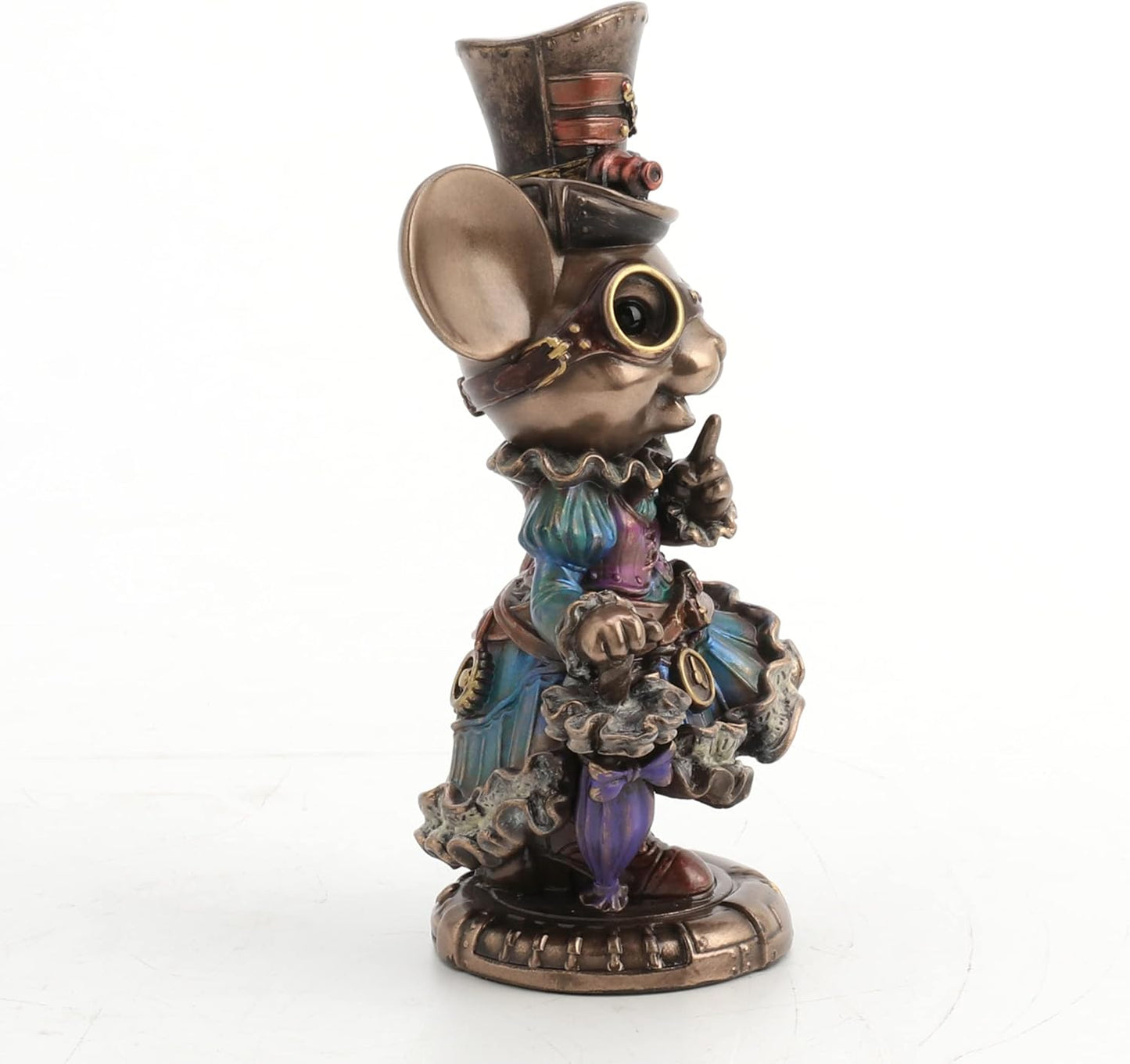 Veronese Design 5 1/2 Steampunk Lady Mouse with Top hat and Parasol Animal Figurine Bronze Finish