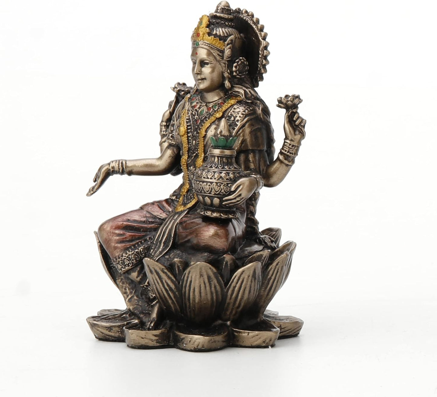 Veronese Design 3 3/8" Lakshmi Sitting on Lotus Spiritual Resin Statue Painted Bronze Finish