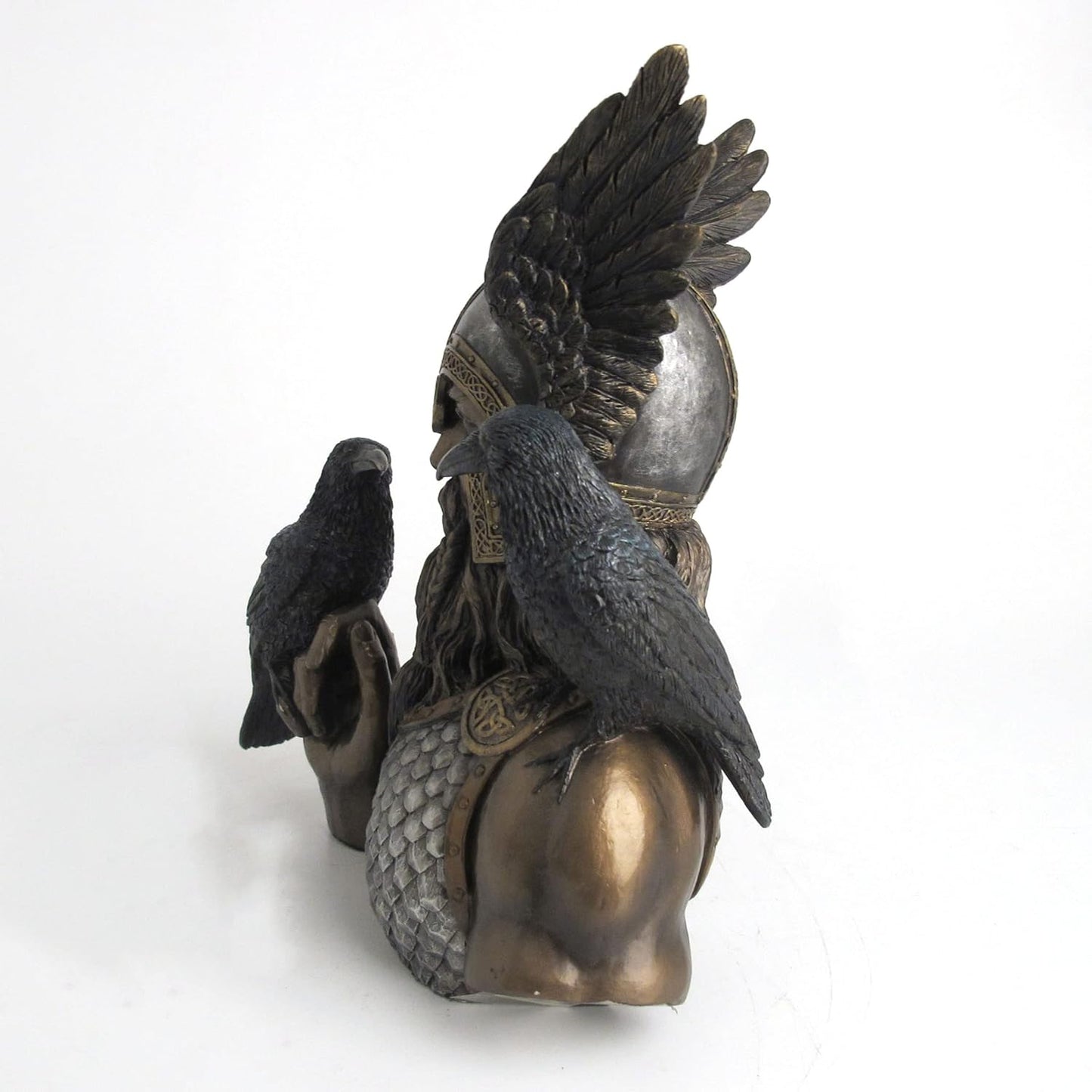 Veronese Design Norse God Odin and His Raven Hand Painted Resin Sculpture Statue
