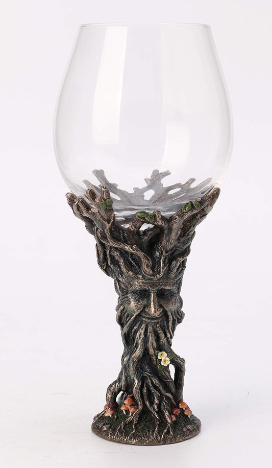 Veronese Design 9 Inch Green Man Ent Mushroom Wine Glass Cold Cast Resin Bronze Finish Statue Home Decor