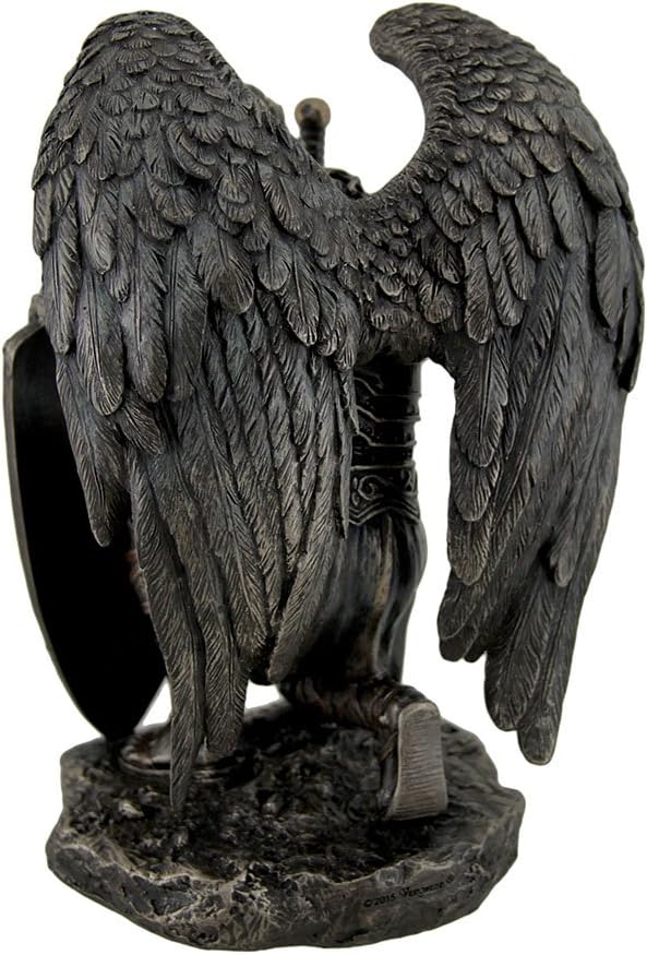 Veronese Resin Statues Praise Be to The Lord My Rock Kneeling Warrior Angel Statue 6 X 8 X 4.5 Inches Brown