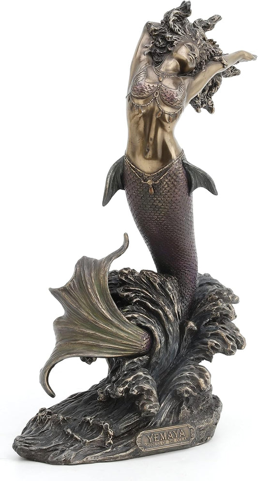 Yemaya - Mother of All and Goddess of The Ocean Figurine, Bronze Color