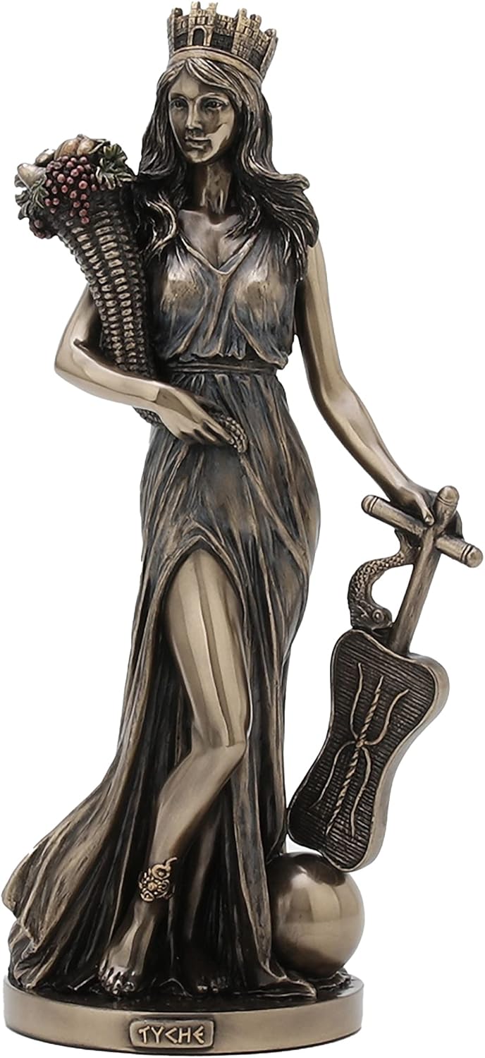 Veronese Design Bronze Finished Tyche Greek Goddess Of Fortune and Prosperity Statue Fortuna Lady Luck, Length 5 1/8 * Width 4 1/8 * Height 11 1/4 (Inch),WU77777A4