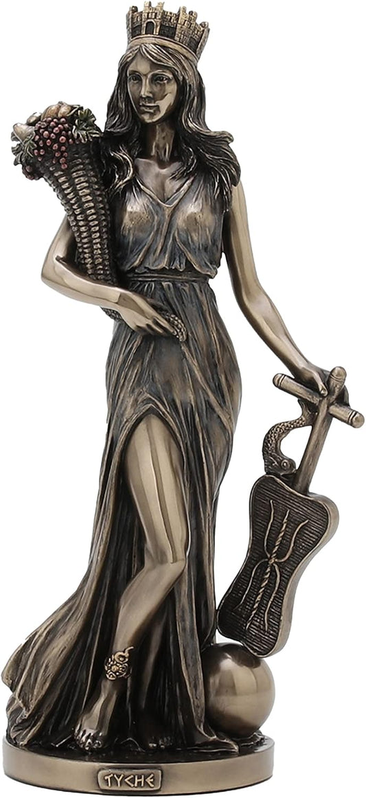 Veronese Design Bronze Finished Tyche Greek Goddess Of Fortune and Prosperity Statue Fortuna Lady Luck, Length 5 1/8 * Width 4 1/8 * Height 11 1/4 (Inch),WU77777A4