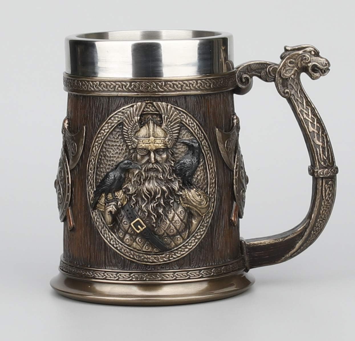 Veronese Design 5 7/8 Inch Viking Norse Gods Thor Odin Long Boat Beer Stein Cold Cast Resin Bronze Finish Statue Home Decor