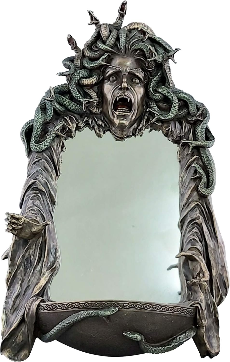 Medusa Head of Snakes Gothic Wall Mirror Décor Statue Sculpture Bronze Finish