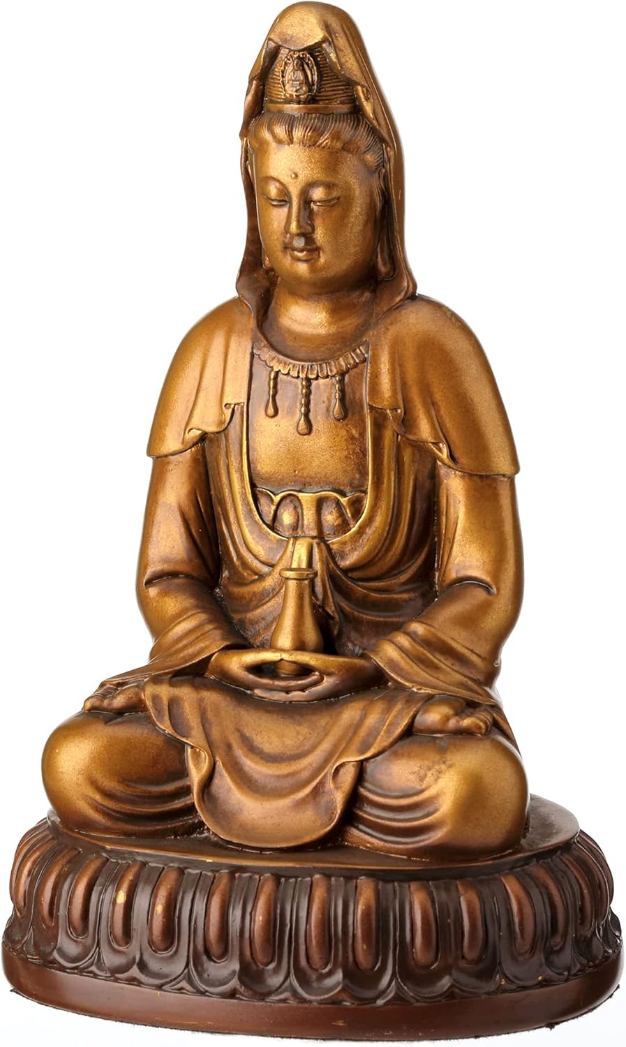 Veronese Design 5 1/2 Inch Tall Guanyin Lotus Meditation Peaceful Statue Resin Handpainted Finish