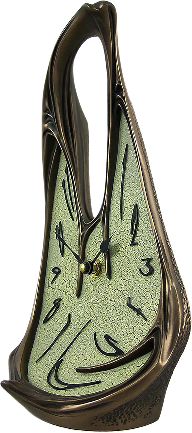 Things2Die4 Cool Bronze Finish Melted Desk Clock Table Mantel Dali