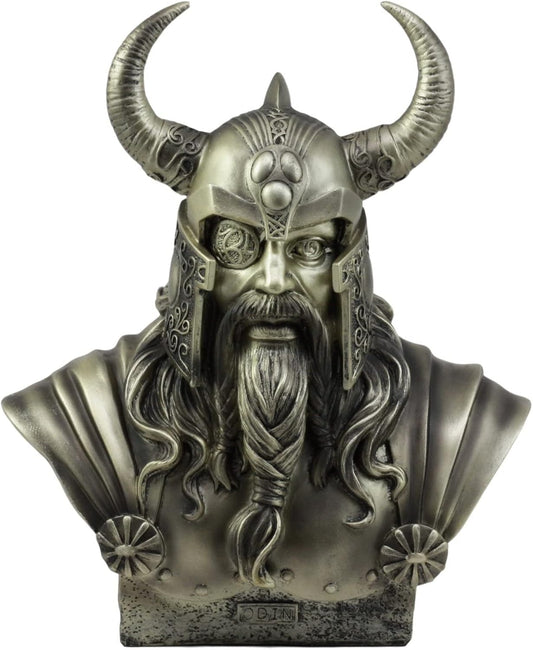 Ebros Warrior God Odin The Alfather Bust Statue 12" H Norse Viking God Odin Ruler of Asgard Sculptural Figurine