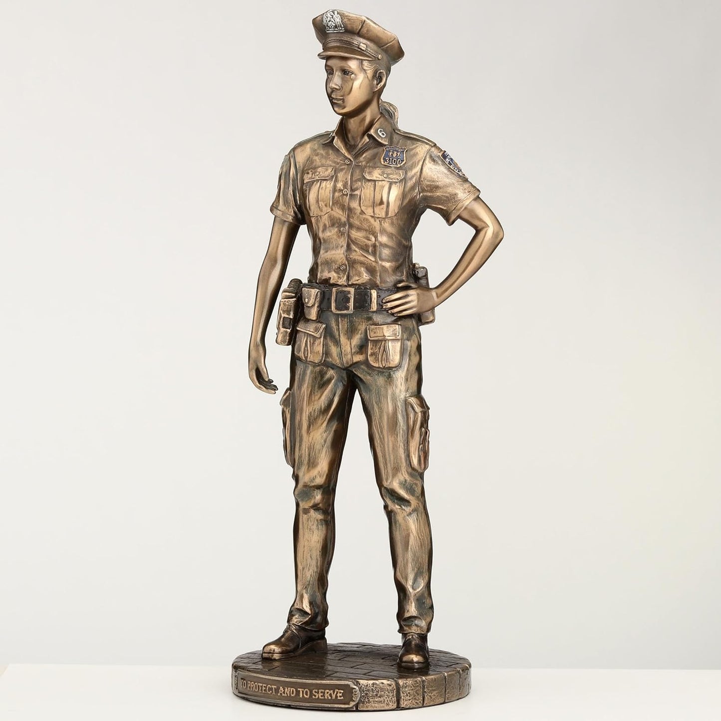 Veronese Design 11 3/8 Inch Police Woman Protect and Serve Police Officer Tribute Statue Cold Cast Resin Bronze Finish