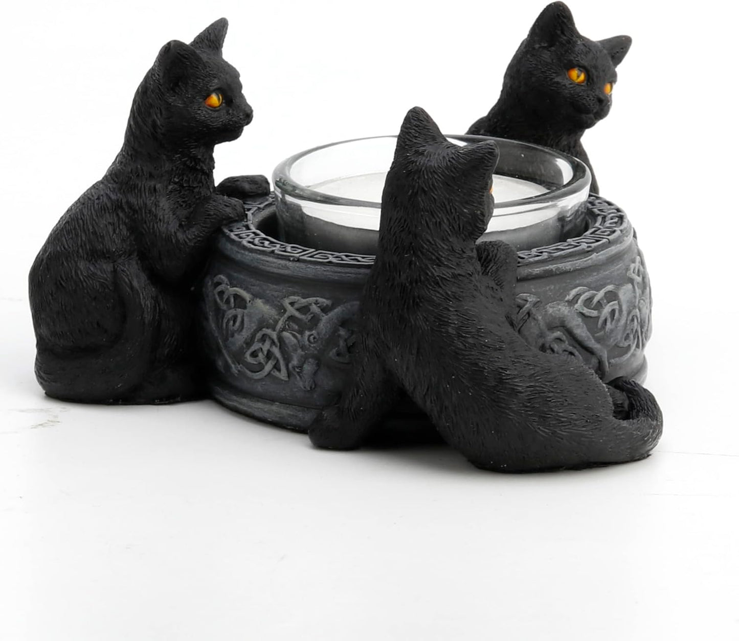 Veronese Design 2 Inch Black Cats Candle Tea Light Holder Resin Hand Painted Figurine