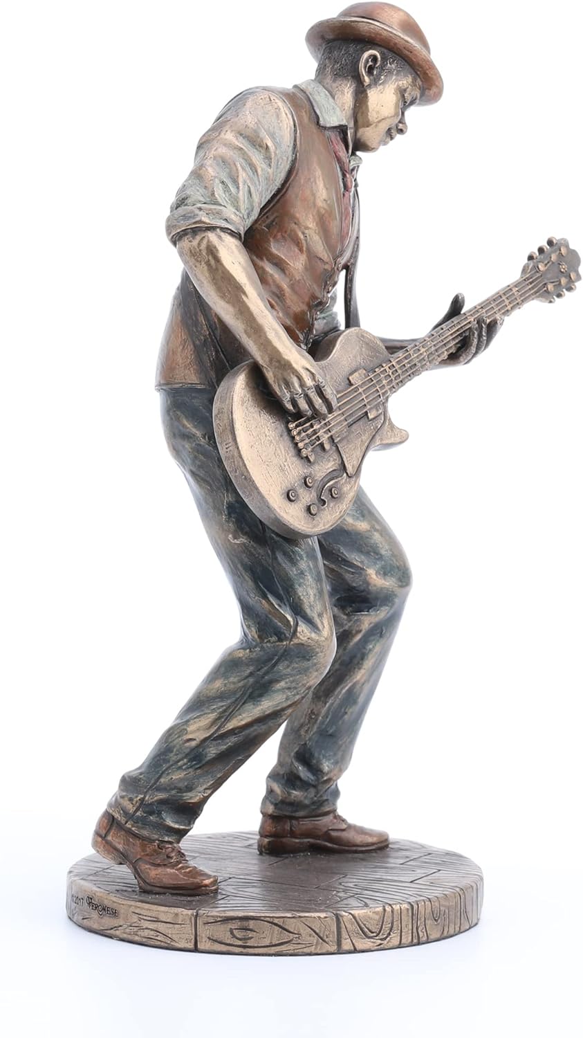 Veronese Design 7 5/8" Jazz Band Casual Guitar Player Resin Statue Cast Bronze Finish