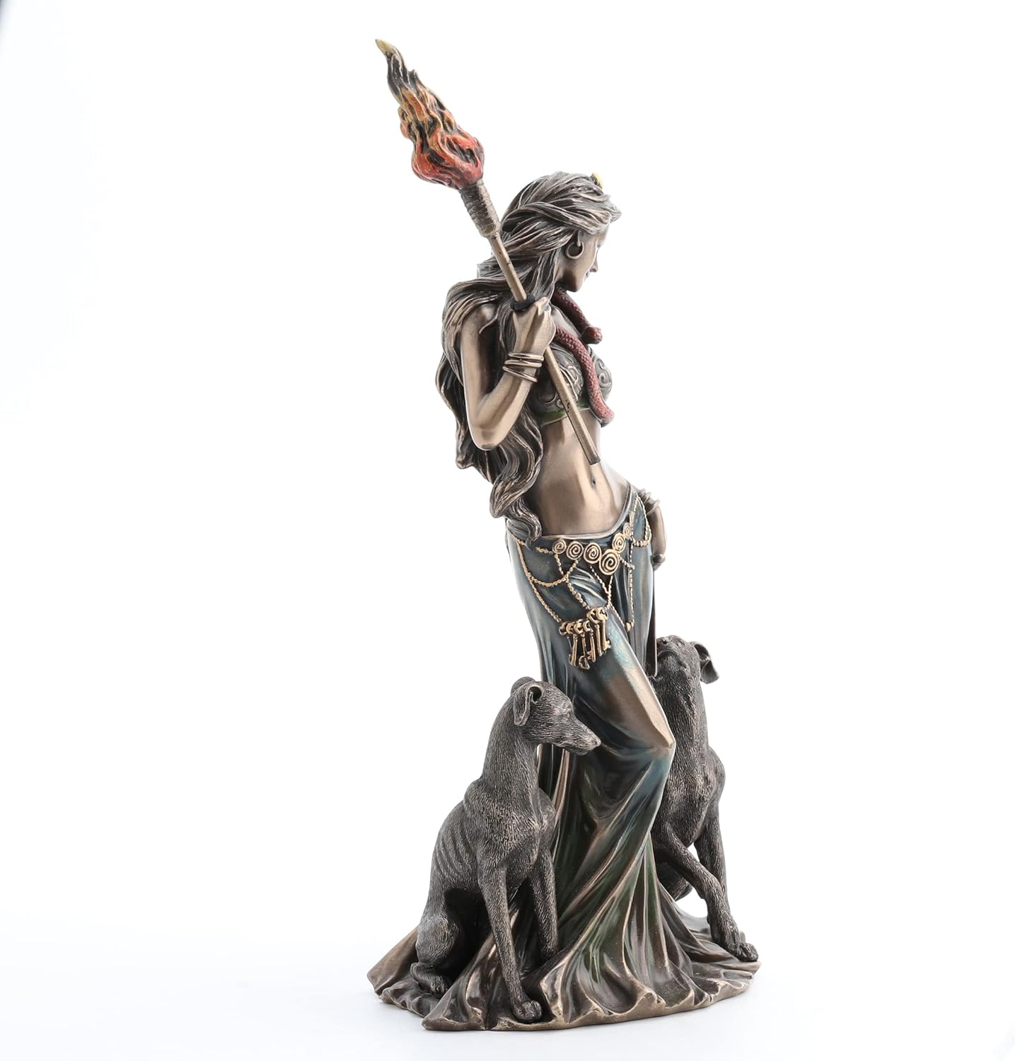 Veronese Design 13 3/8" Tall Cold Cast Resin Antique Bronze Finish Hecate Greek Goddess of Magic with Her Hounds Statue Figurine