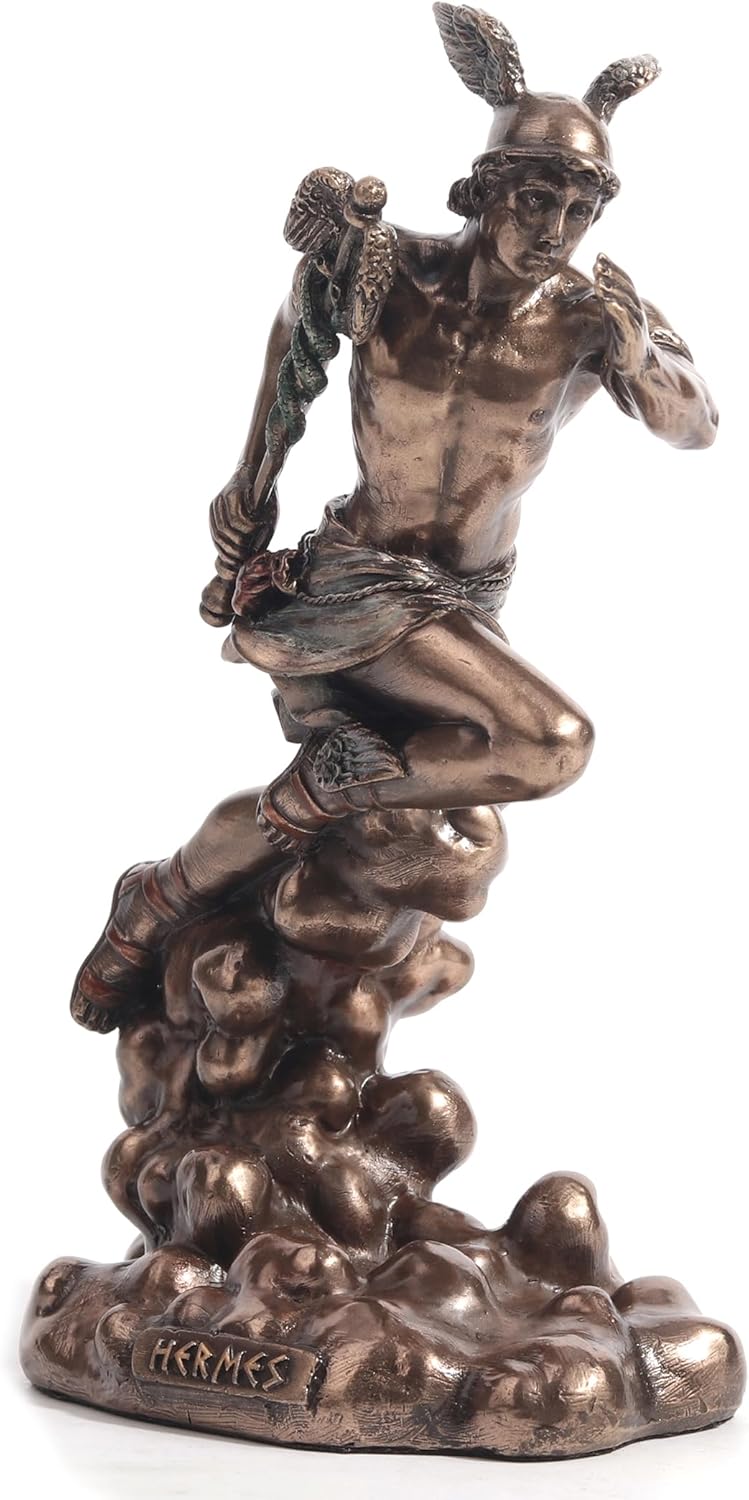 Veronese Design 6 1/8 Inch Hermes Greek Herald of The Gods Cold Cast Resin Bronze Finish Sculpture Figurine