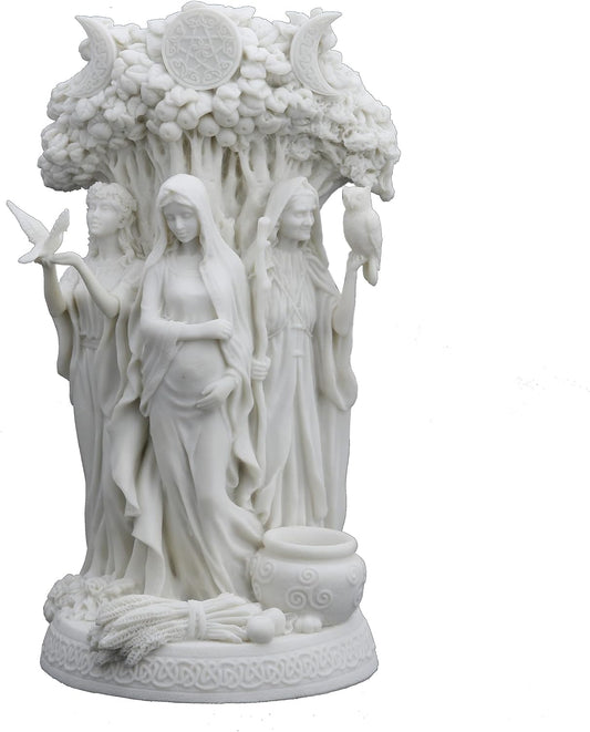 10.5" Tall Danu Irish Triple Goddess of The Tuatha De Danann Resin Statue White Finish Statue