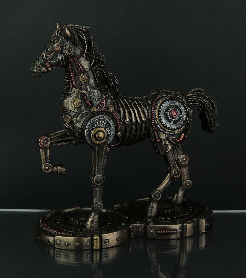 Veronese Incredibly Detailed Steampunk Style Prancing Horse Statue