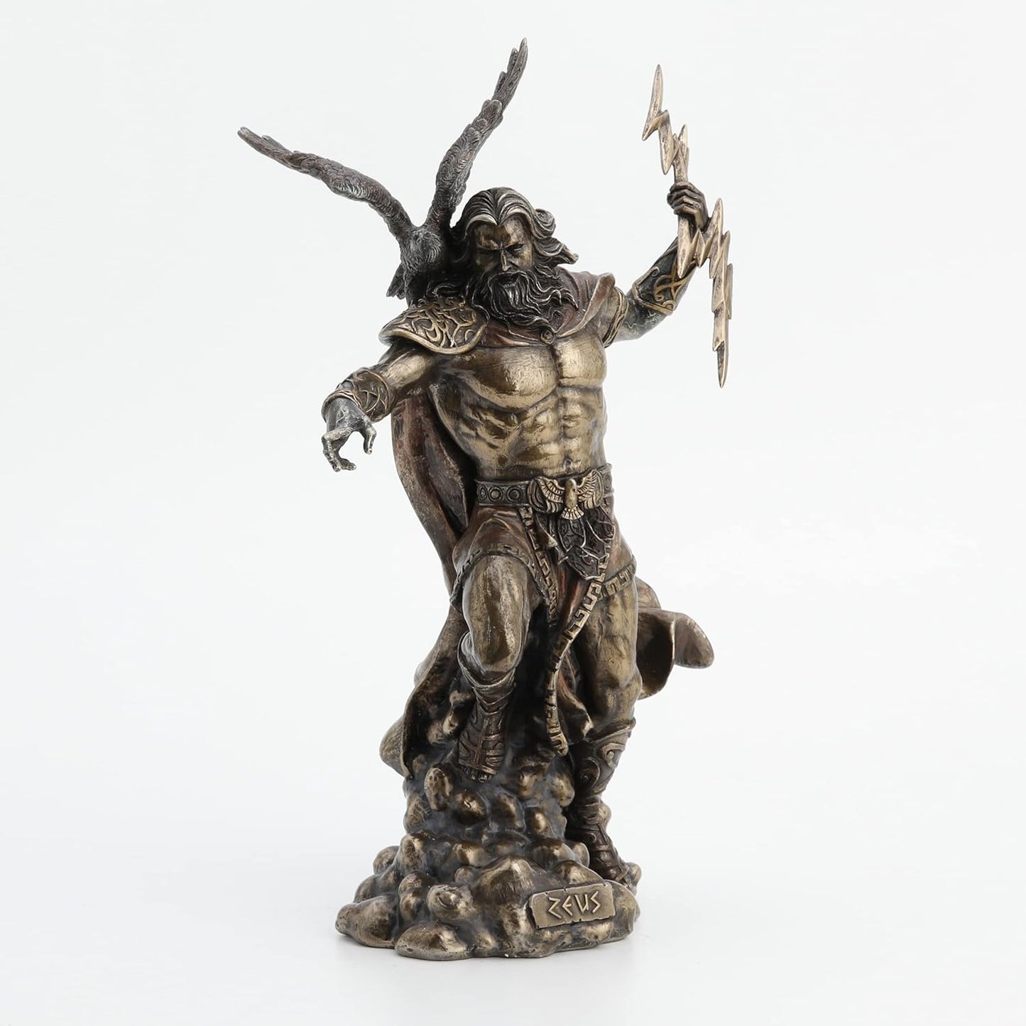 Veronese Design 11 3/4" Zeus Greek God Holding Thunderbolt with Eagle Cold Cast Resin Statue Antique Bronze Finish Sculpture