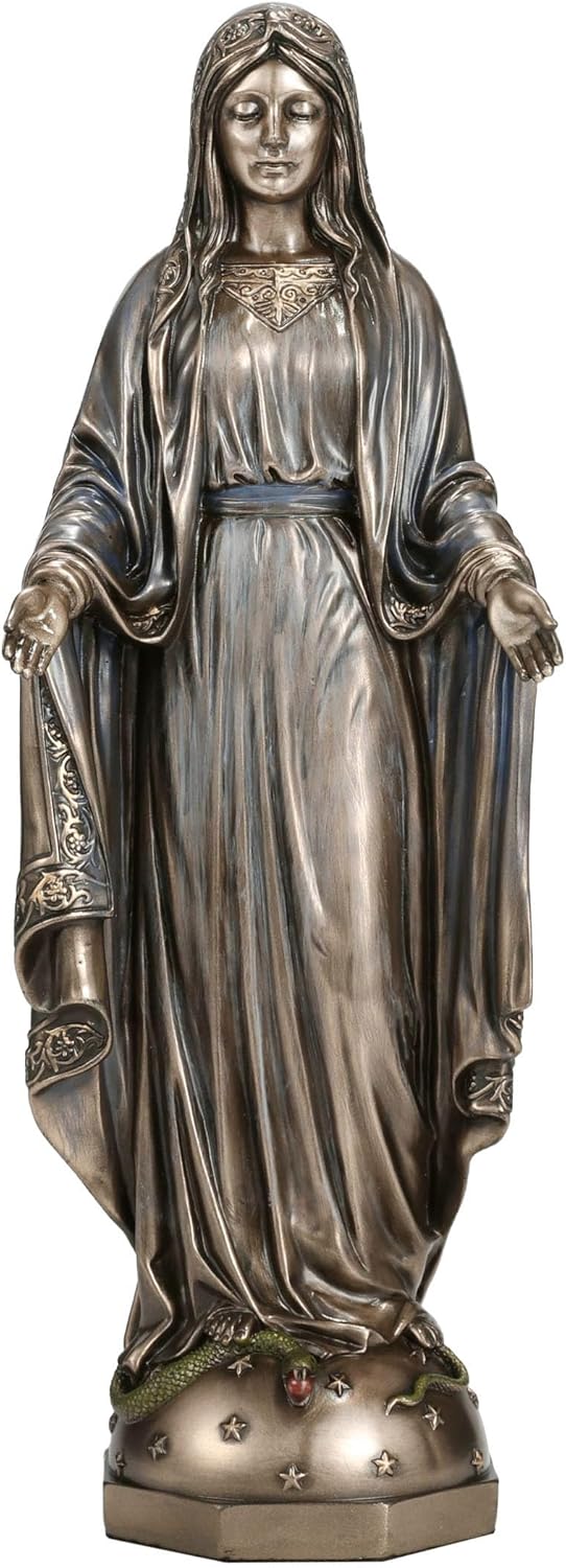 Veronese Design 8 7/8 Inch Our Lady of Grace Virgin Mary Cold Cast Resin Statue Bronze Finish Sculpture Religious Home Decor