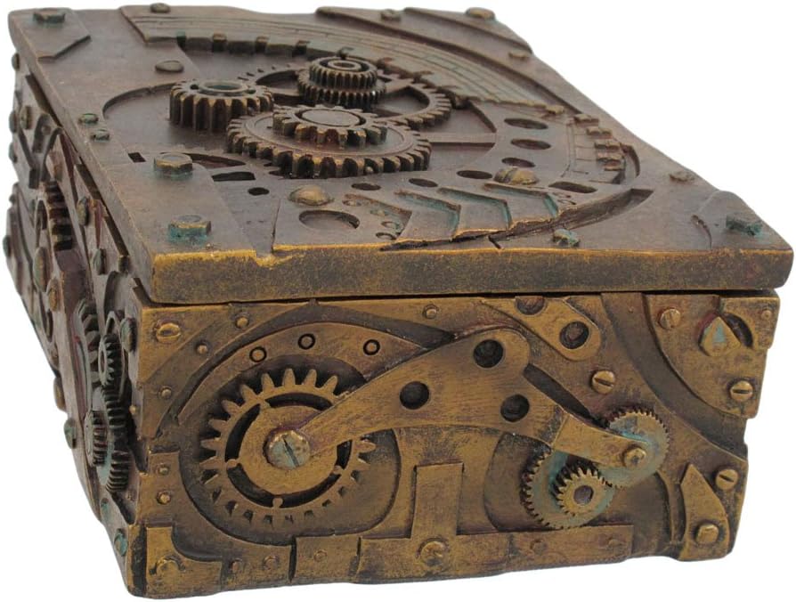 7.75 Inch Steampunk Themed Pressure Gauge Box Statue Figurine