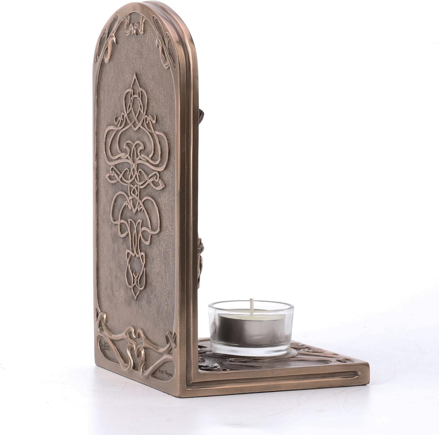 Veronese Design Earth Life Magic Bronze Resin Decorative Bookend Pagan Tealight Candle Holder